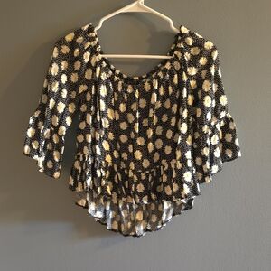 Floral Black and White Women's Top